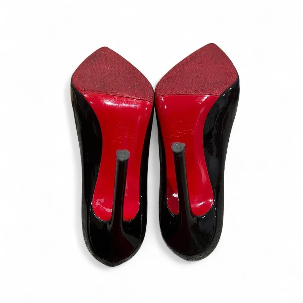 Christian Louboutin Pigalle 120 Black Patent Pumps Heels Size 38 Red Bottoms